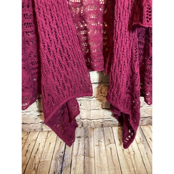 Woman Within Sweater Womens 6X Plum Crochet Long Line Open Front Cardigan Plus - Picture 6 of 12